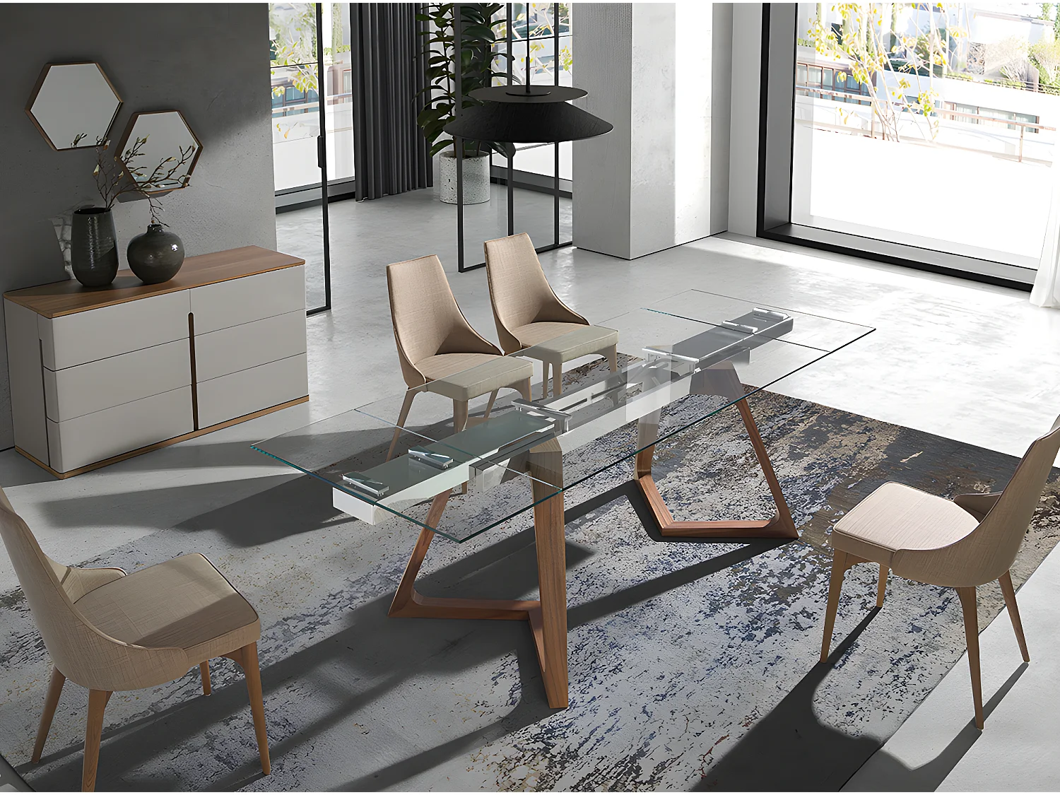 Ladekast in grijs hout en walnoot 7168 ANGEL CERDA