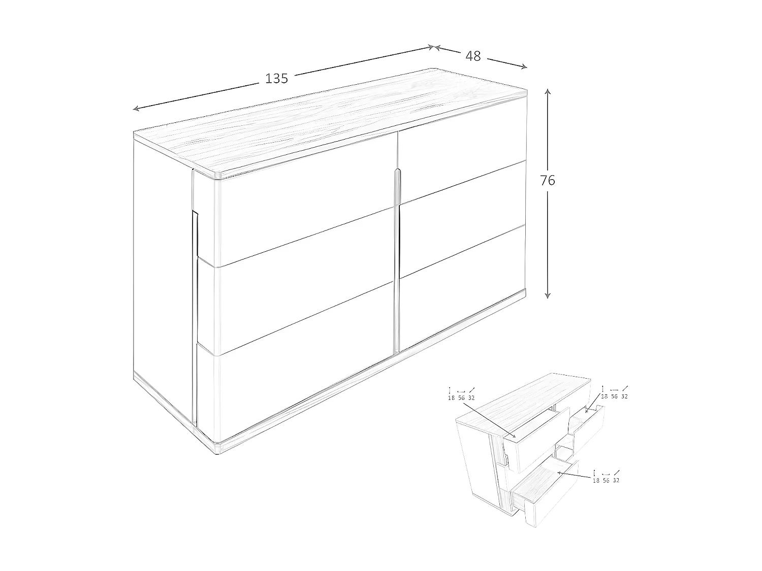 Ladekast in grijs hout en walnoot 7168 ANGEL CERDA