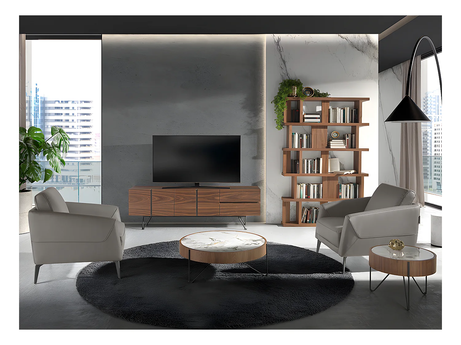 Donkergrijze leren fauteuil 5134 ANGEL CERDA