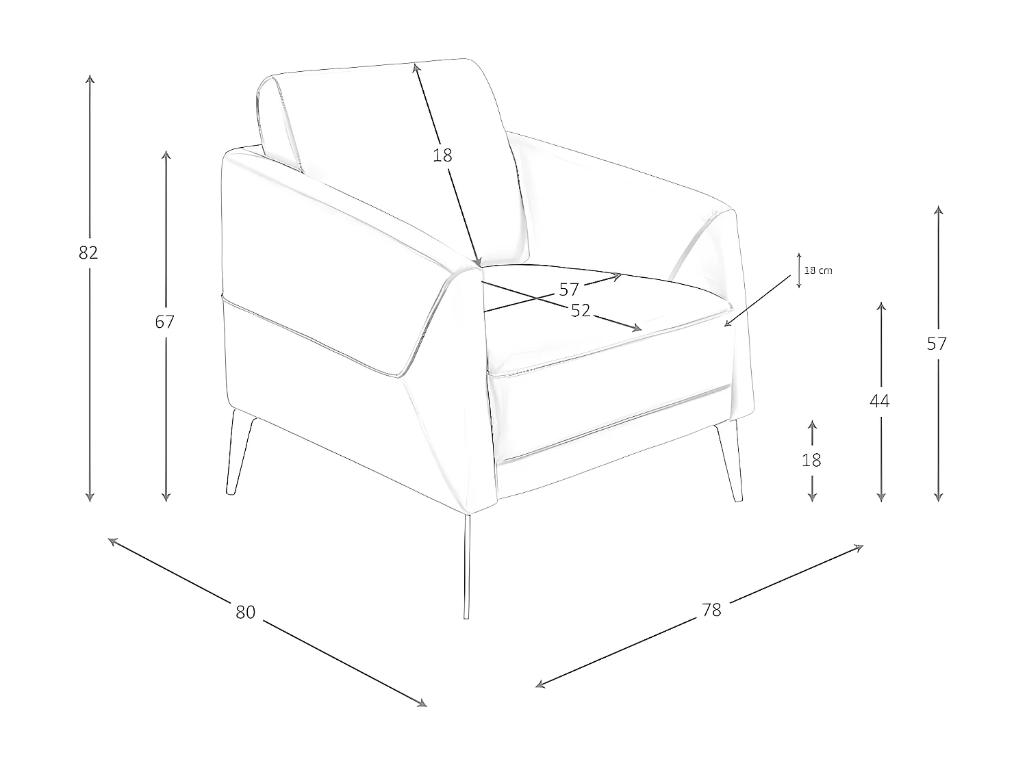 Donkergrijze leren fauteuil 5134 ANGEL CERDA