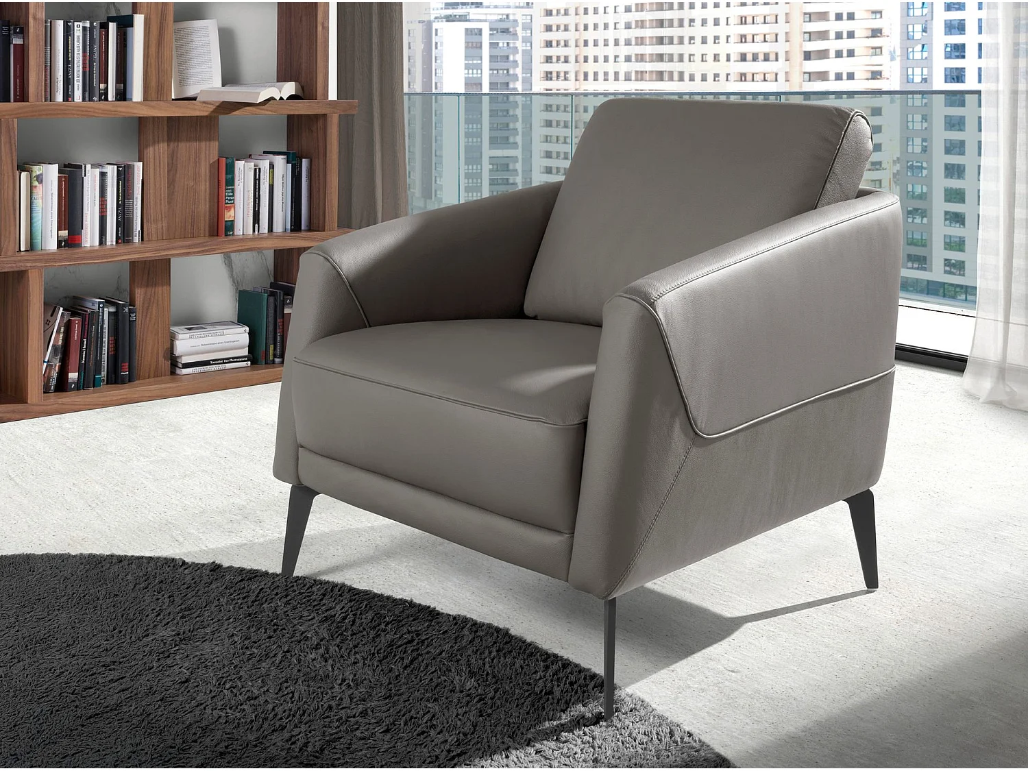 Fauteuil en cuir gris foncé 5134 ANGEL CERDA