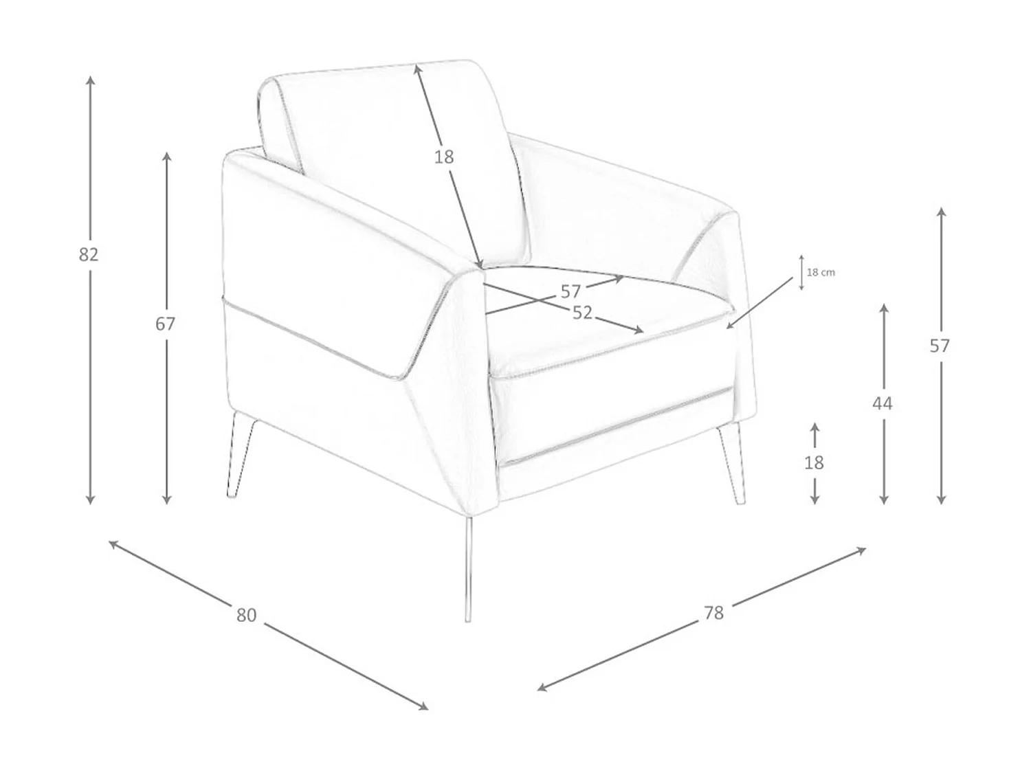 Fauteuil en cuir gris foncé 5134 ANGEL CERDA
