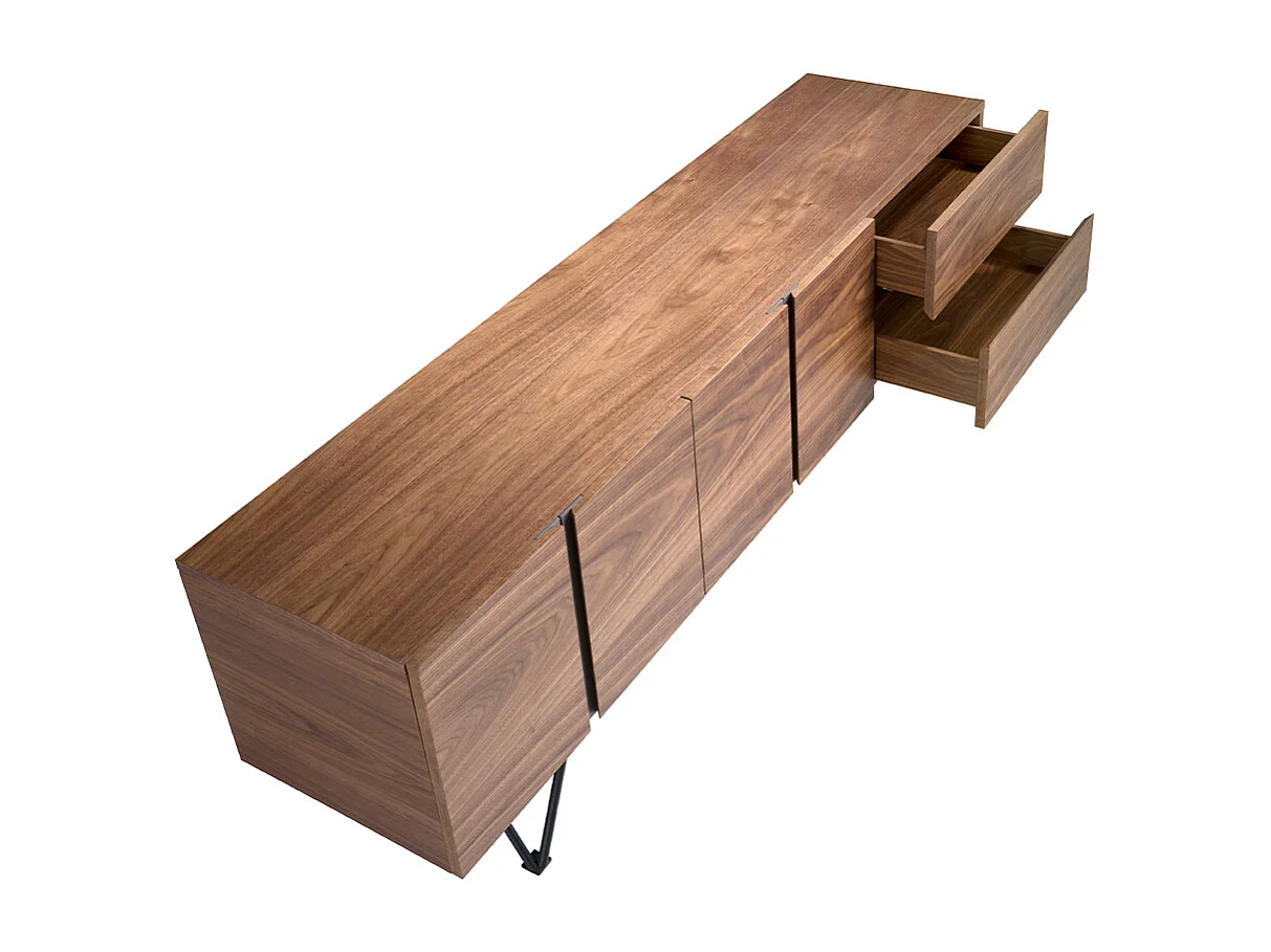 TV-meubel van notenhout en zwart staal 3260 ANGEL CERDA