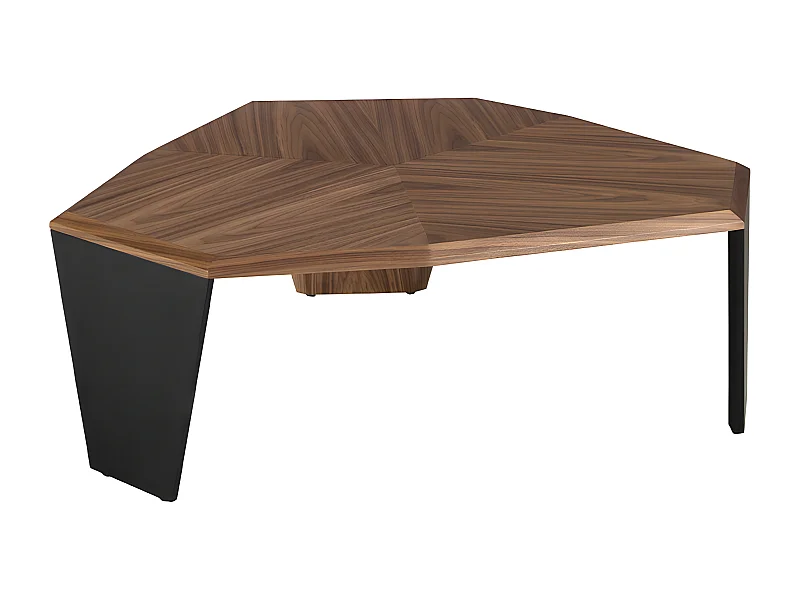 Table basse asymétrique en noyer et pvc noir 2136 ANGEL CERDA