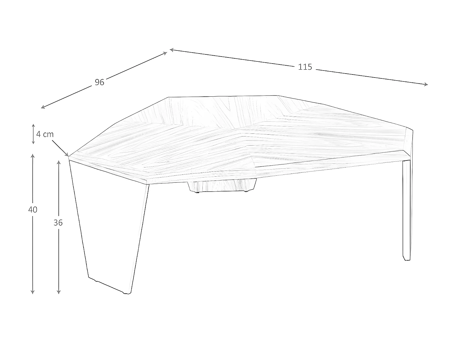 Table basse asymétrique en noyer et pvc noir 2136 ANGEL CERDA