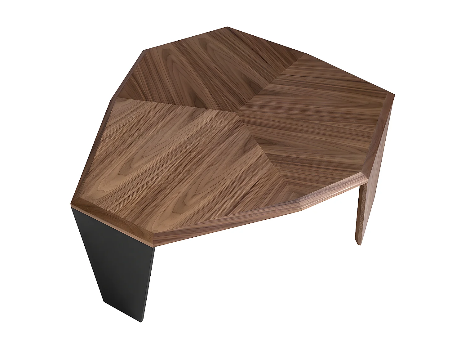 Table basse asymétrique en noyer et pvc noir 2136 ANGEL CERDA