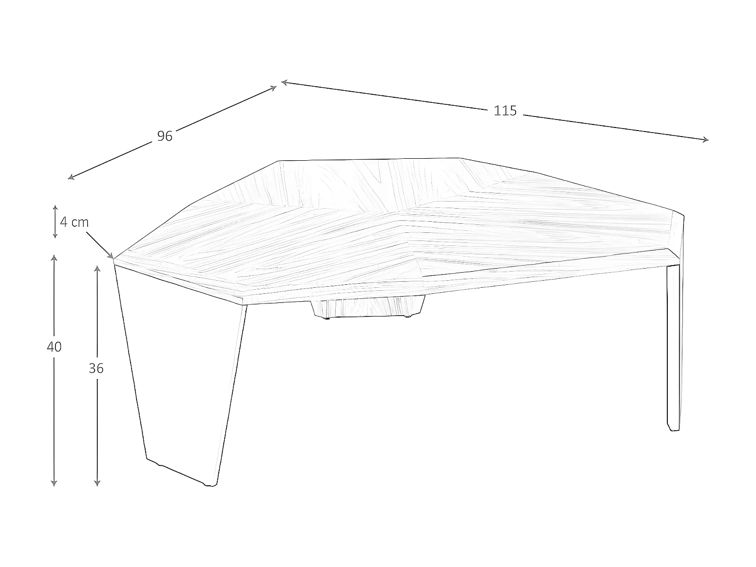 Table basse asymétrique en noyer et pvc noir 2136 ANGEL CERDA