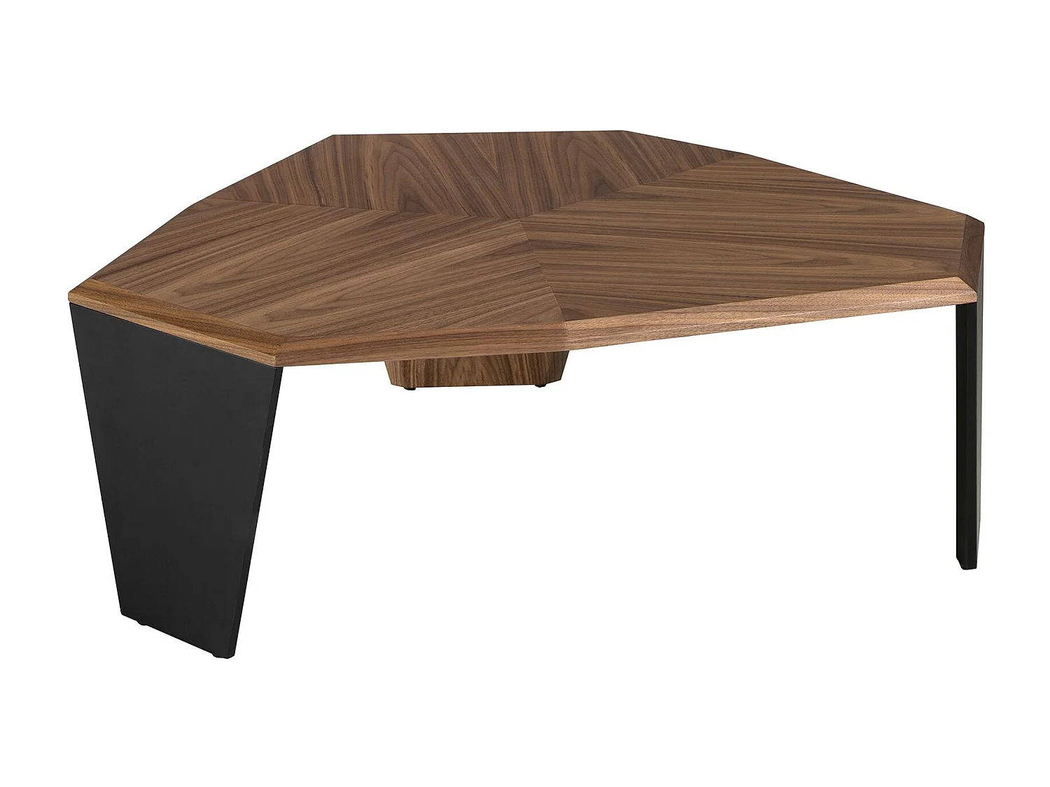 Table basse asymétrique en noyer et pvc noir 2136 ANGEL CERDA