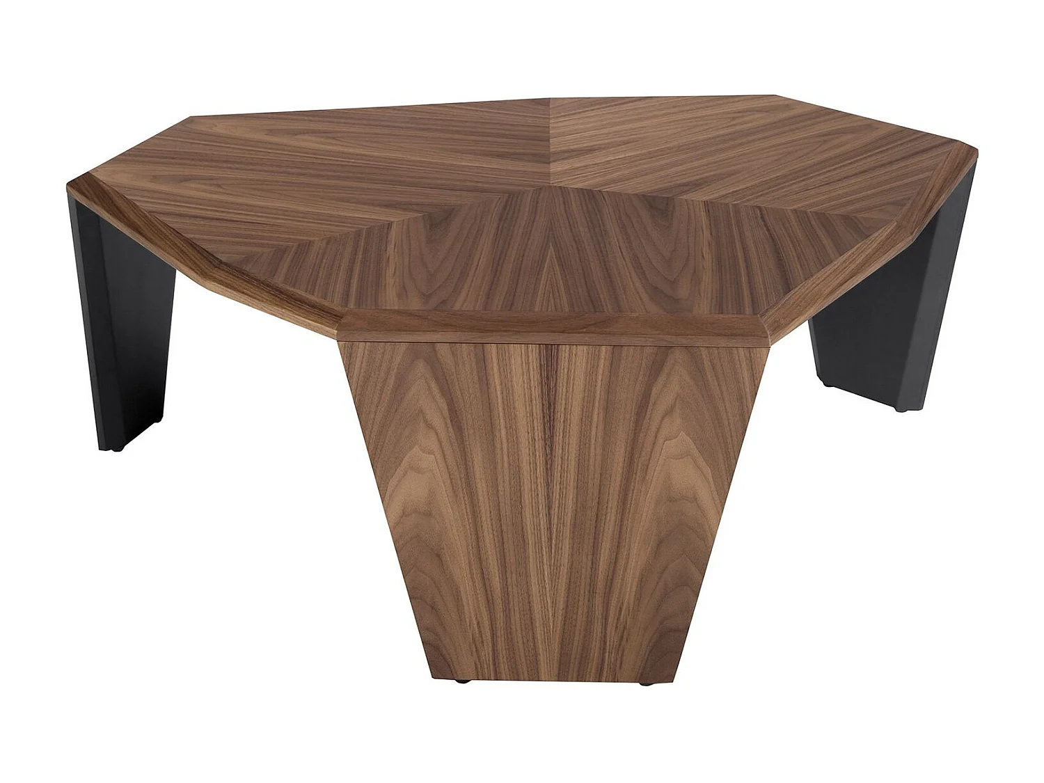 Table basse asymétrique en noyer et pvc noir 2136 ANGEL CERDA