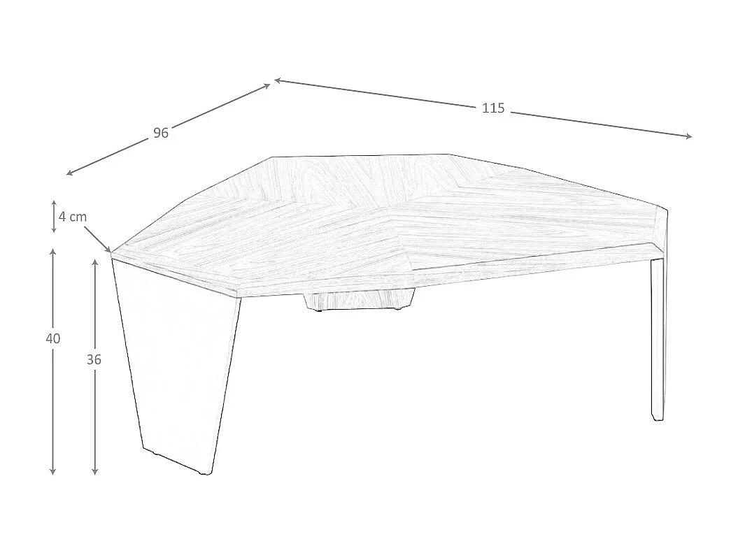 Table basse asymétrique en noyer et pvc noir 2136 ANGEL CERDA