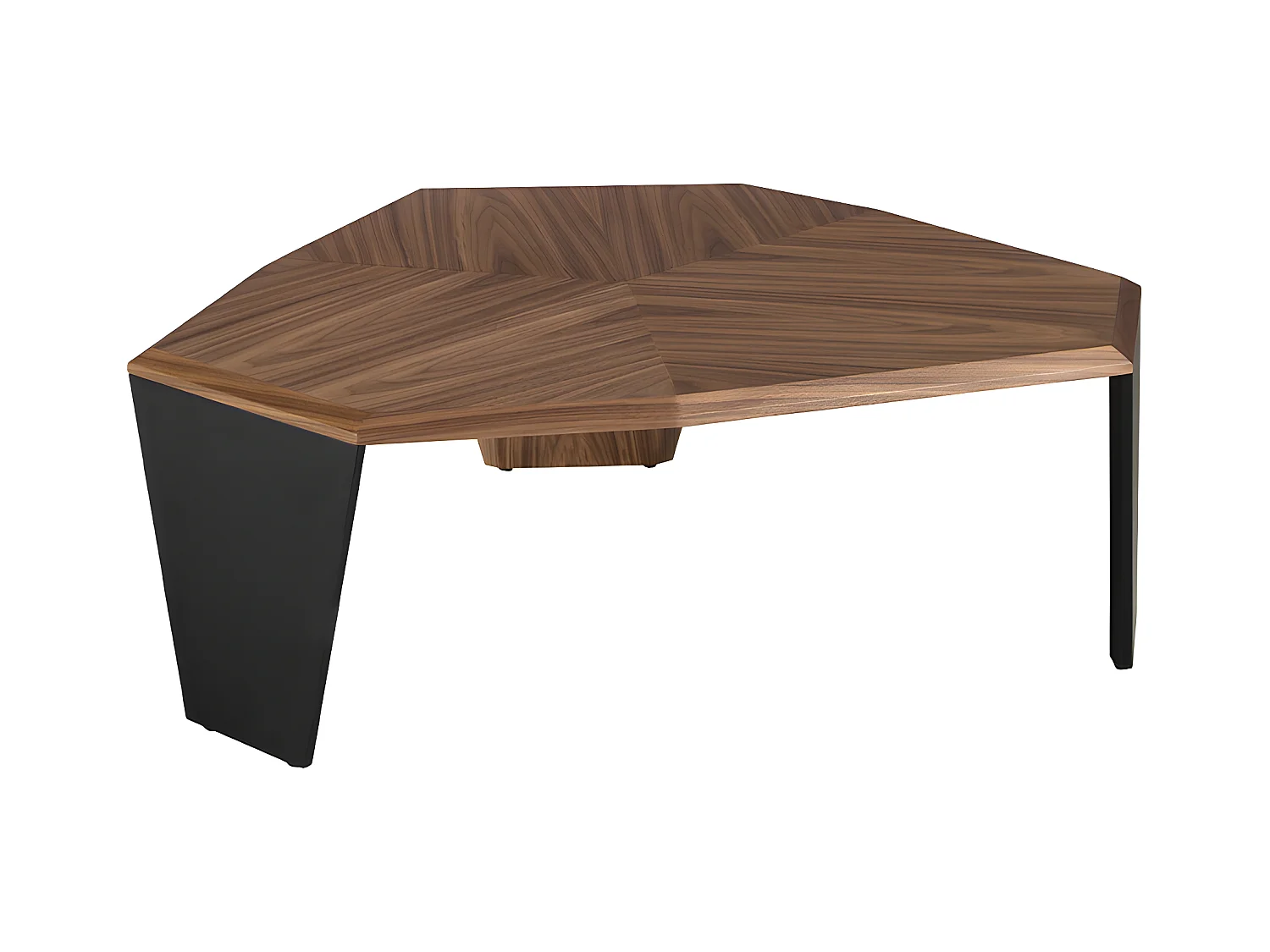Table basse asymétrique en noyer et pvc noir 2136 ANGEL CERDA