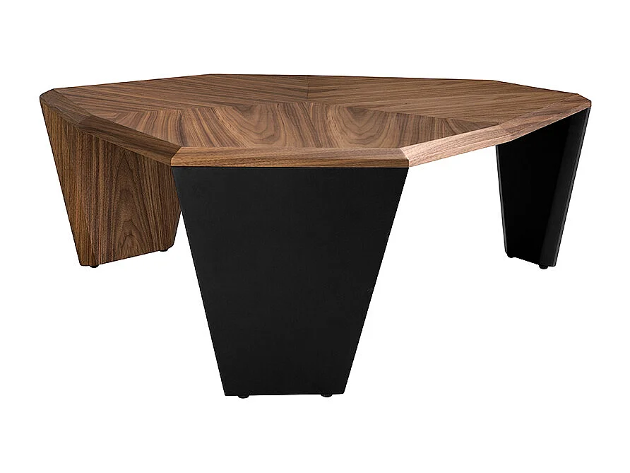 Table basse asymétrique en noyer et pvc noir 2136 ANGEL CERDA