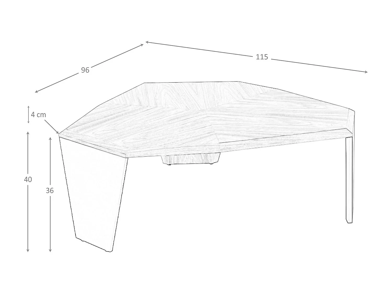 Table basse asymétrique en noyer et pvc noir 2136 ANGEL CERDA