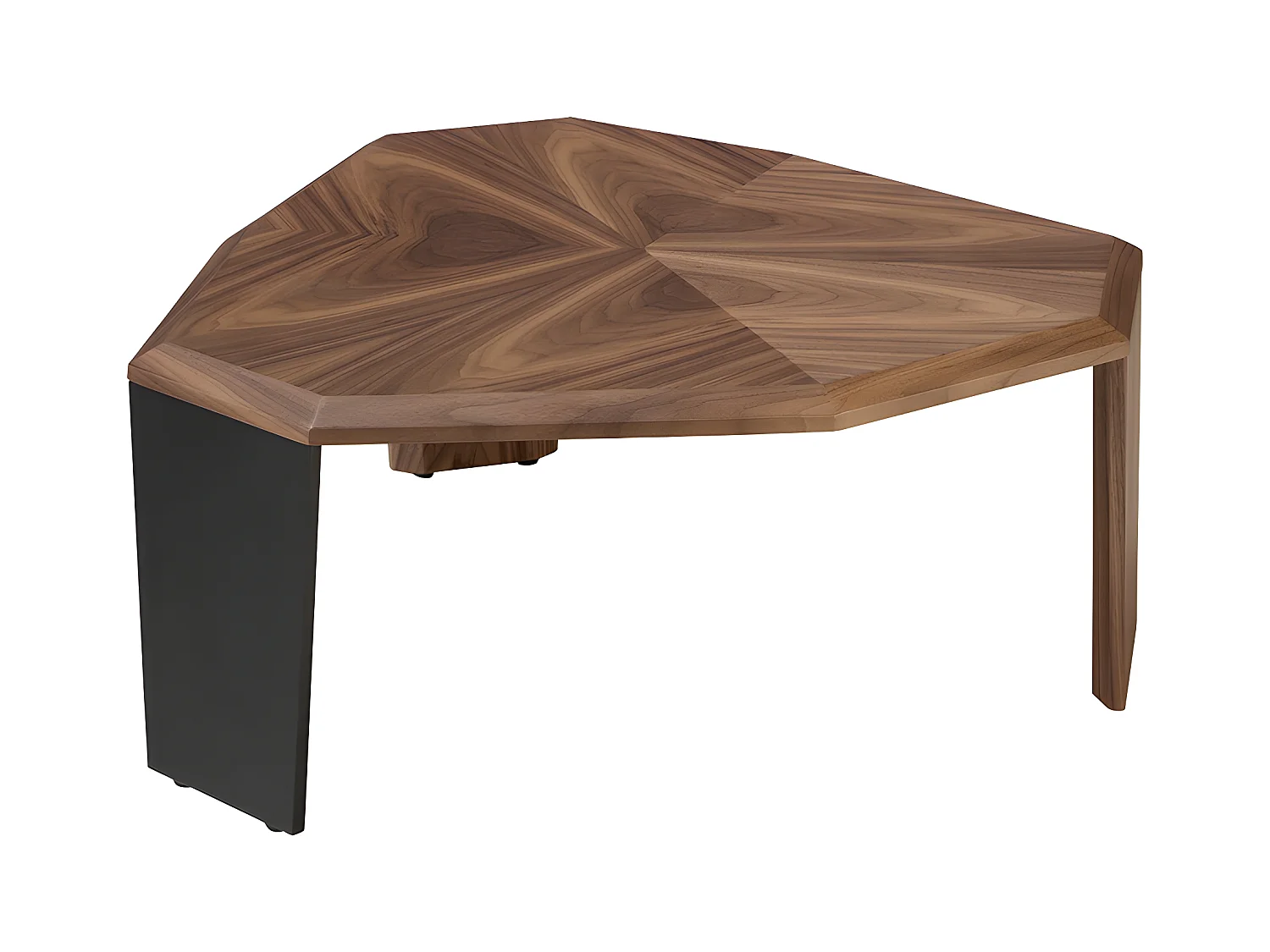 Asymmetrische salontafel in walnoot en zwart pvc 2137 ANGEL CERDA