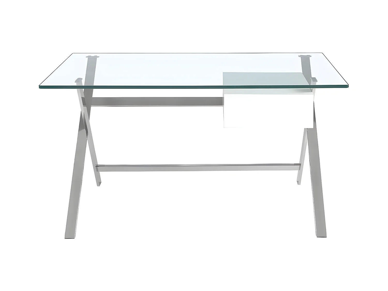 Bureau en bois blanc et acier chromé avec plateau en verre trempé 3255 ANGEL CERDA