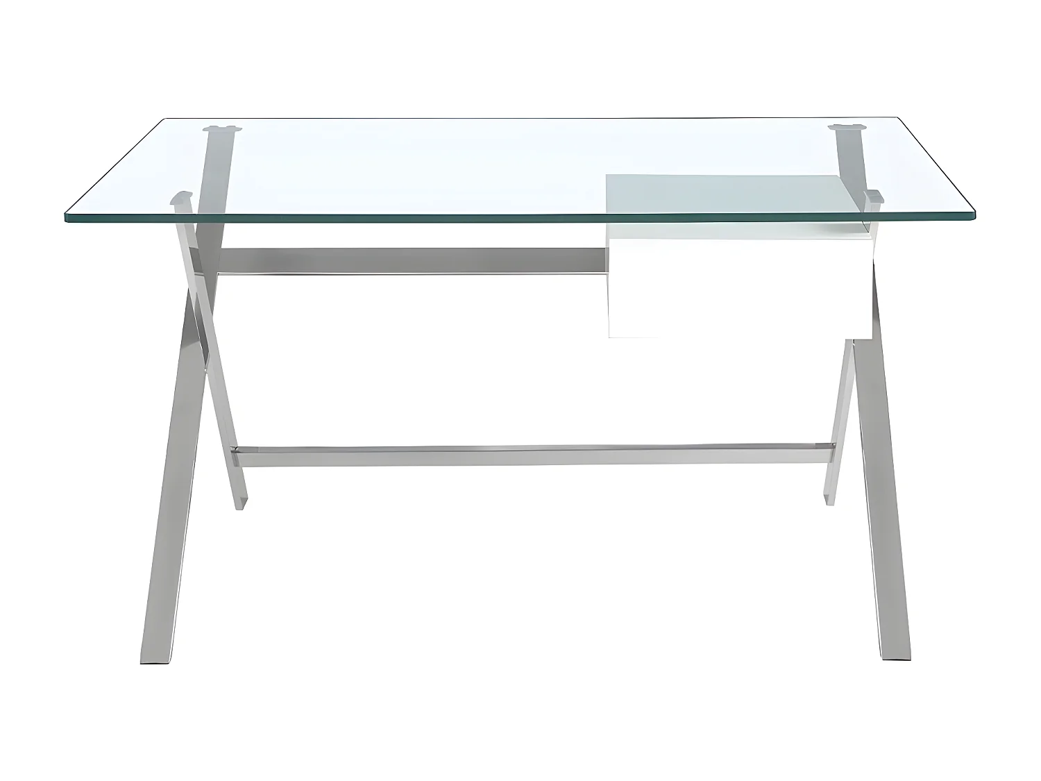 Schreibtisch aus weißem Holz und verchromtem Stahl mit Platte aus gehärtetem Glas  3255 ANGEL CERDA
