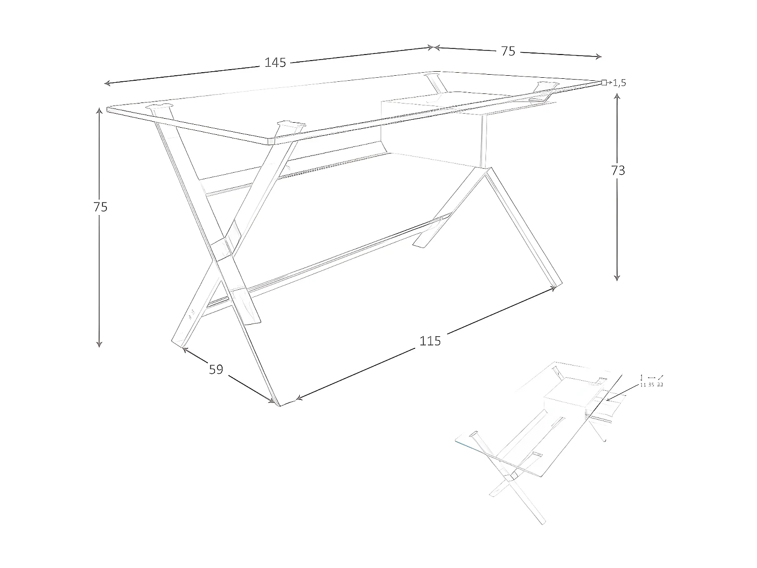 Schreibtisch aus weißem Holz und verchromtem Stahl mit Platte aus gehärtetem Glas  3255 ANGEL CERDA