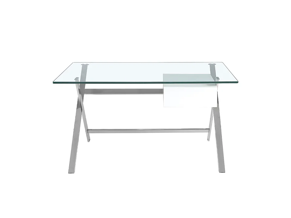 Bureau van wit hout en verchroomd staal met blad van gehard glas 3255 ANGEL CERDA