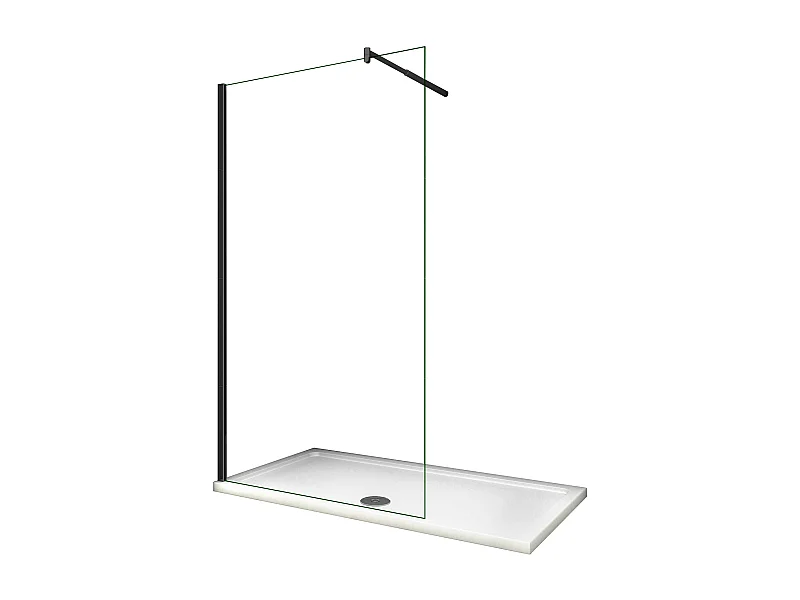Panel de ducha con película de seguridad,barra 70-120cm,perfil negro mate,(78-80)x200cm