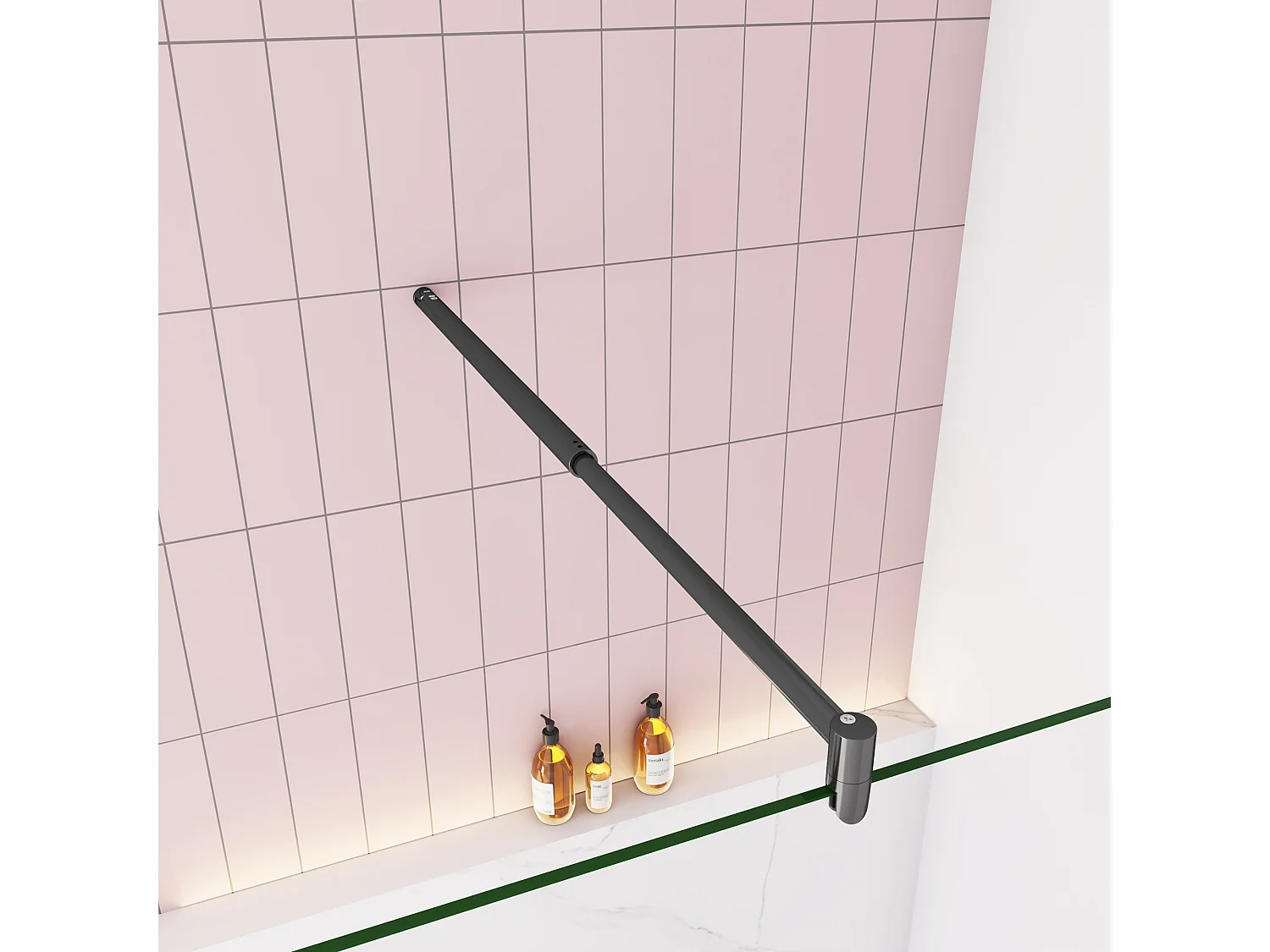 Panel de ducha con película de seguridad,barra 70-120cm,perfil negro mate,(78-80)x200cm