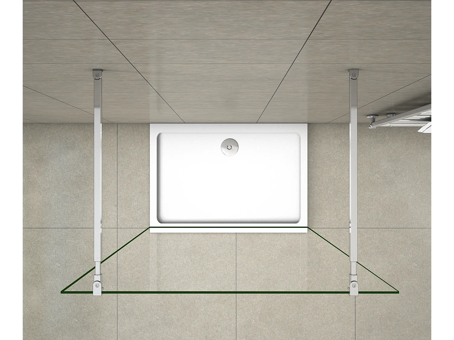 Panel de ducha vidrio 8mm con película de seguridad 87x200cm con dos barras 73-120cm