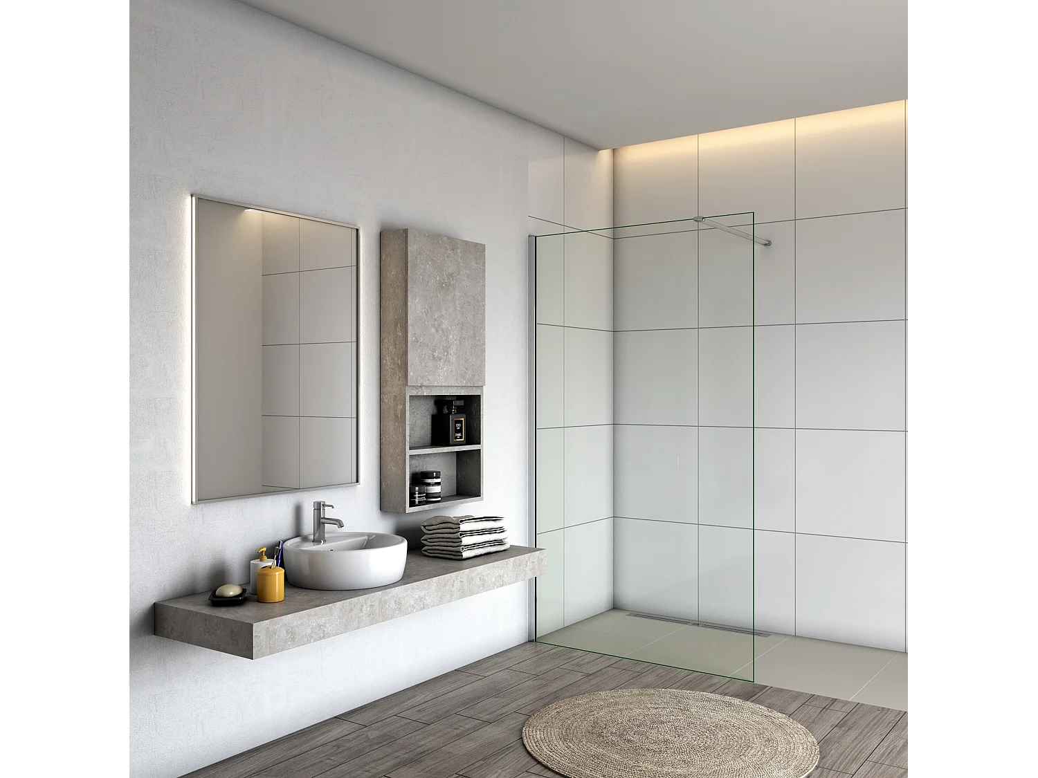 Panel de ducha,panel pantalla fija,vidrio antical 8mm,barra 90cm,(108-110)x200cm