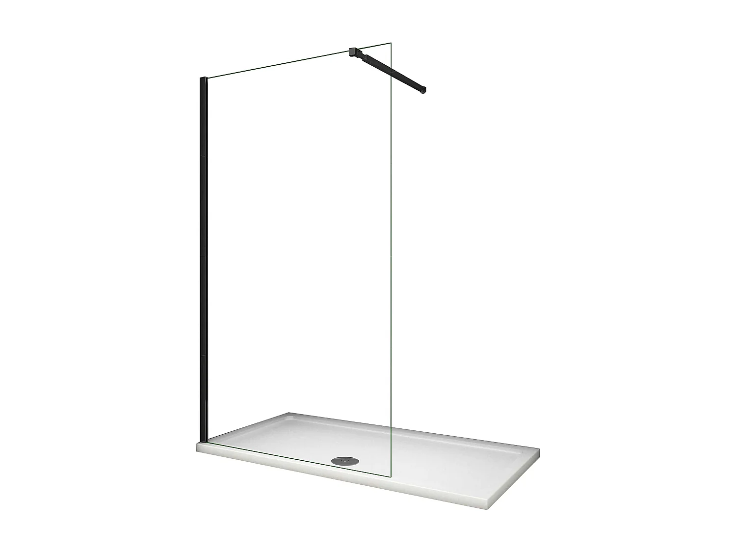 Panel de ducha vidrio antical 8mm,barra 73-120cm,perfil negro mate,(158-160)x200cm