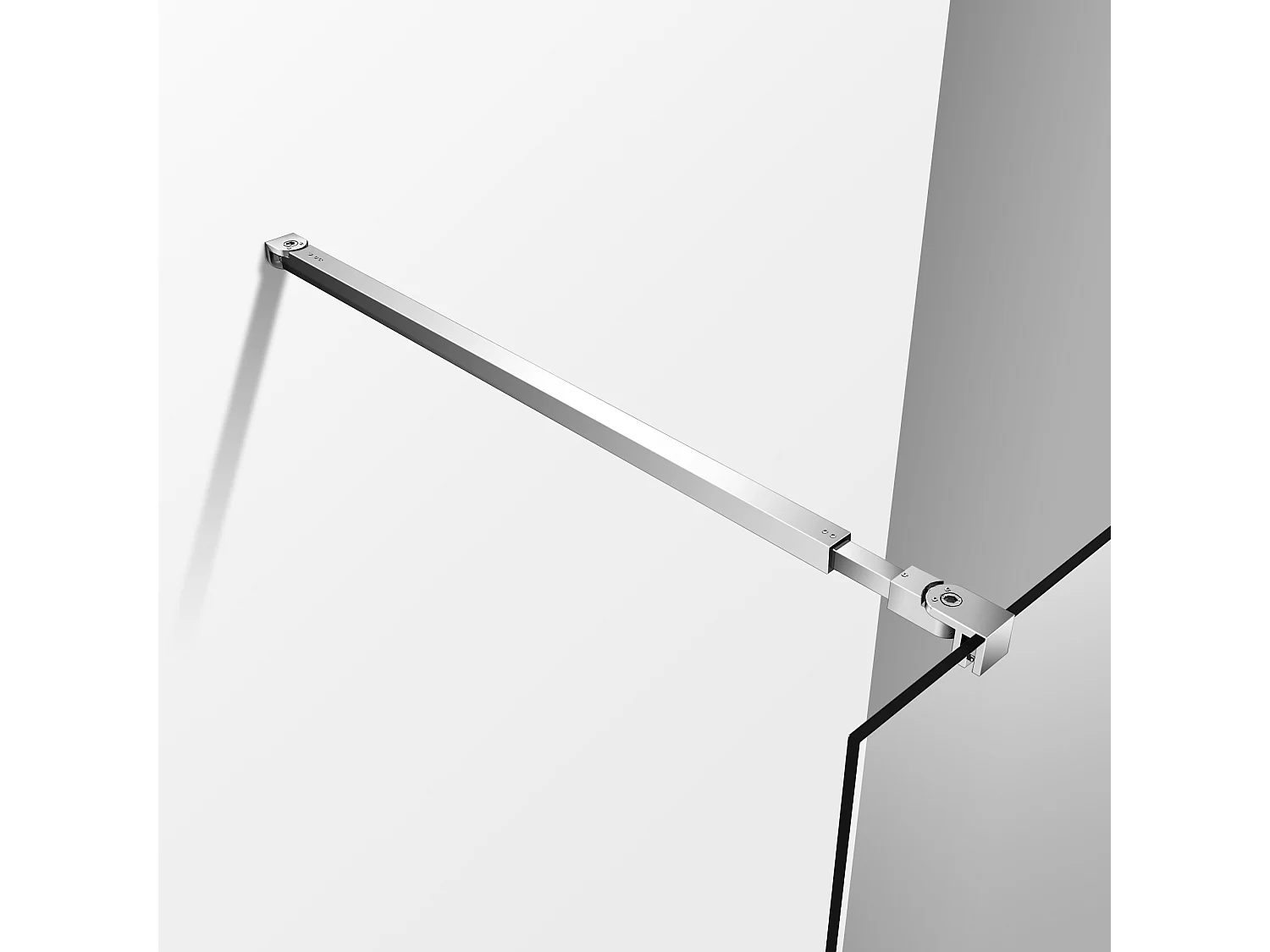 Painel de duche Fixo 1 folha Vidro 8mm com Filme de Segurança à Prova de Explosão 97x200cm com Duas barras ajustáveis 73-120cm-AICA