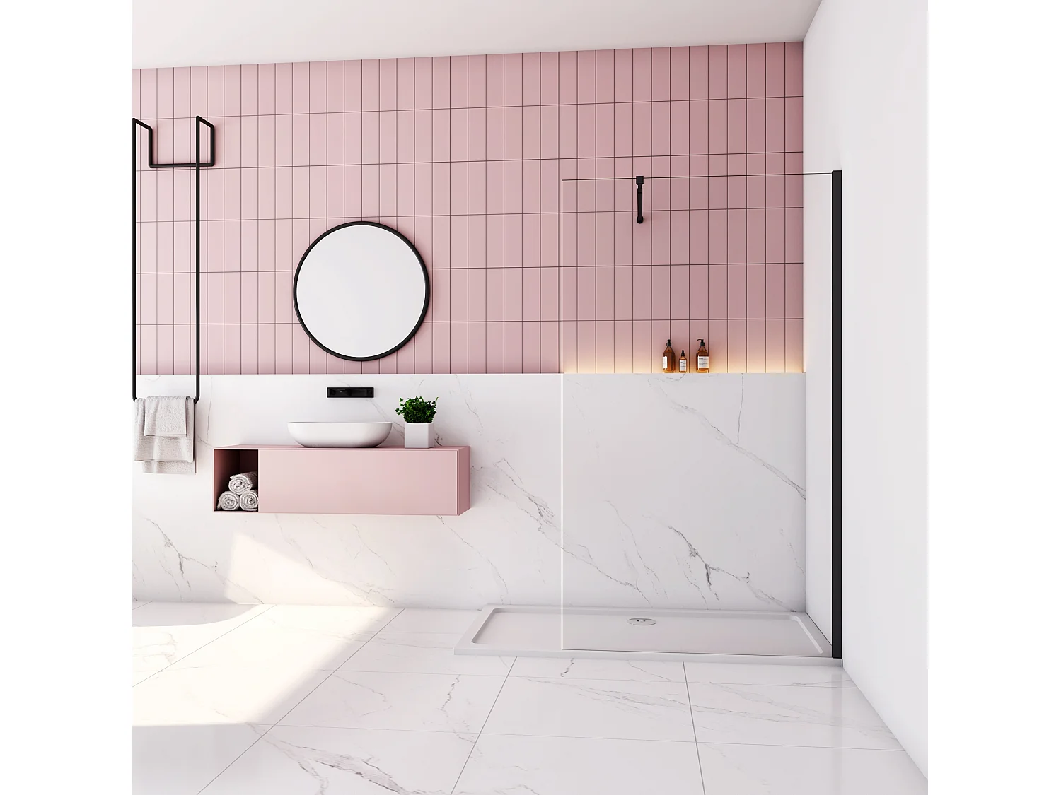 Panel de ducha con película de seguridad,barra 73-120cm,perfil negro mate,(118-120)x200cm