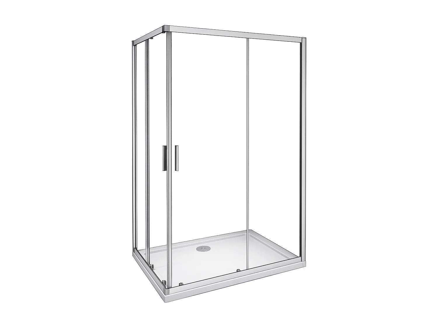 Cabine de duche rectangular correr Perfil cinza fosco Vidro temperado 5mm (680-700)x(1180-1200)x1850mm-AICA