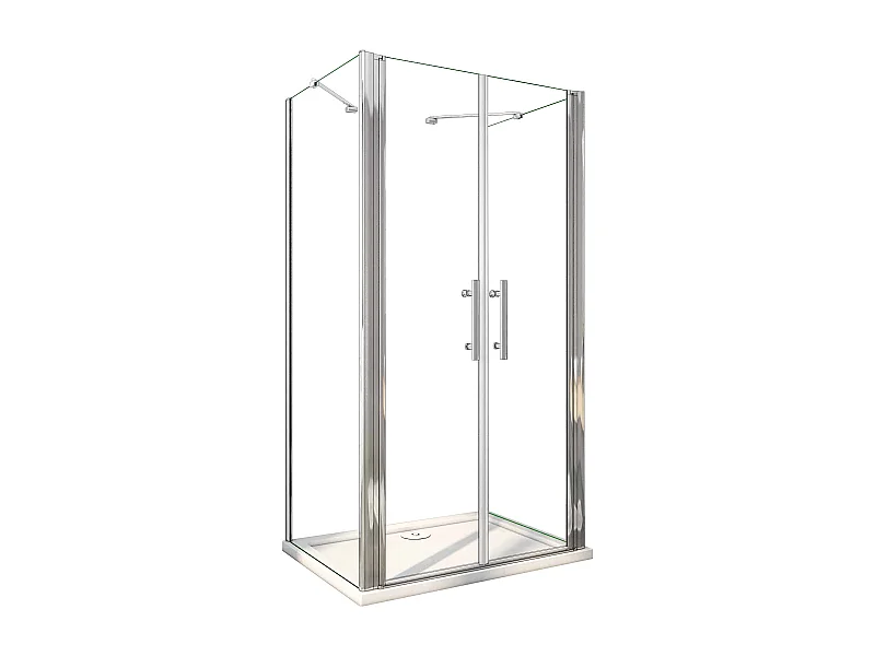 Porta de duche Bater 2 folhas e Painéis laterais Vidro Anticalcário 6mm Perfil cromado (880-900)x(984-1024)x(880-900)x1950mm-AICA