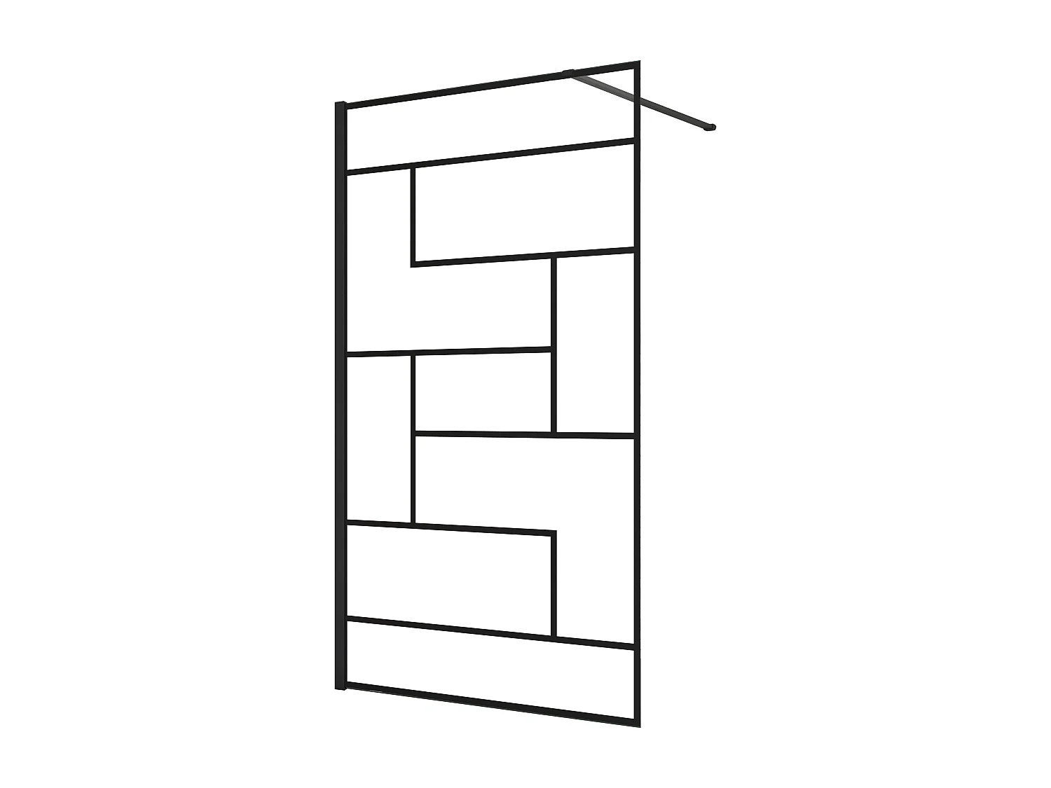 Panel de ducha serigrafiada,vidrio 8mm antical,barra1 90cm,perfil negro,(108-110)x200cm