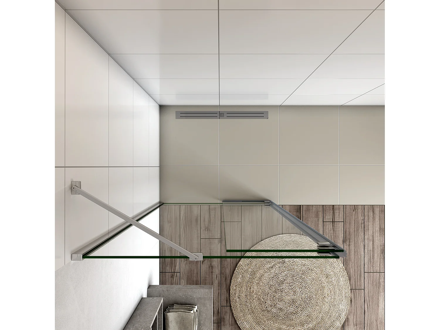 Panel de ducha con bisagra panel fijo+giratorio,barra fija 45cm([78-80]+40)x200cm