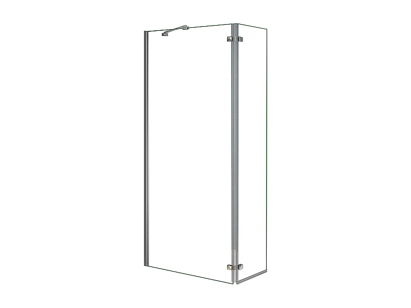 Painel de duche Fixo 2 folhas com Dobradiça Painel fixo+giratório Vidro Anti-calcário 8mm com Barra Fixa 45cm Perfil cromado ([78-80]+40)x200cm-AICA