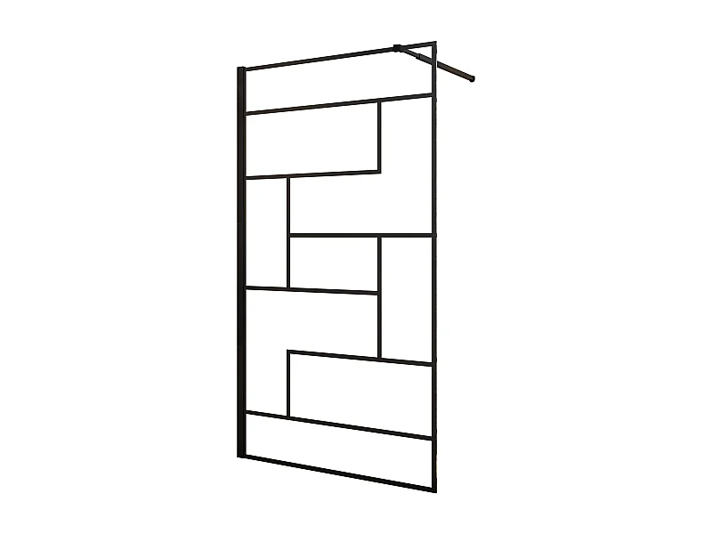 Panel de ducha serigrafiada,vidrio 8mm antical,barra 73-120cm,perfil negro,(88-90)x200cm