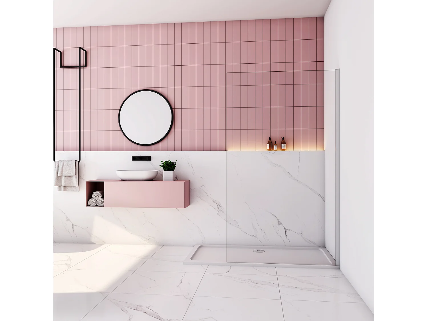 Painel de duche Fixo de folha única com Filme de Segurança à Prova de Explosão Tamanho(88-90)x200cm-AICA