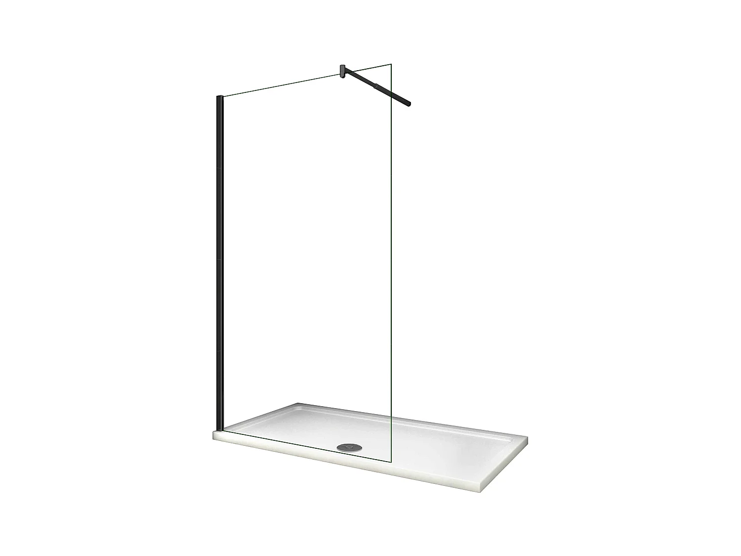 Panel de ducha vidrio antical 10mm,barra 70-120cm perfil negro mate,(108-110)x200cm
