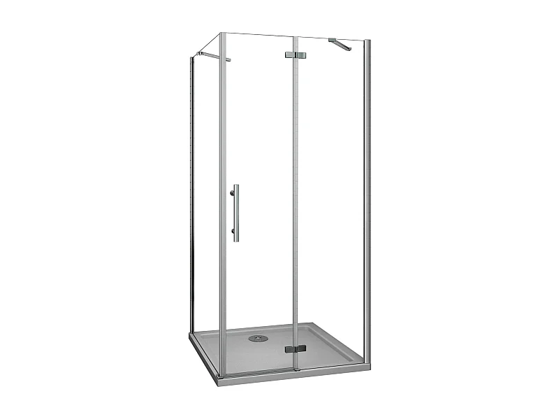 AICA Mampara de ducha abatible+panel lateral,barra 50cm,vidrio antical 6mm 900x760x1900mm