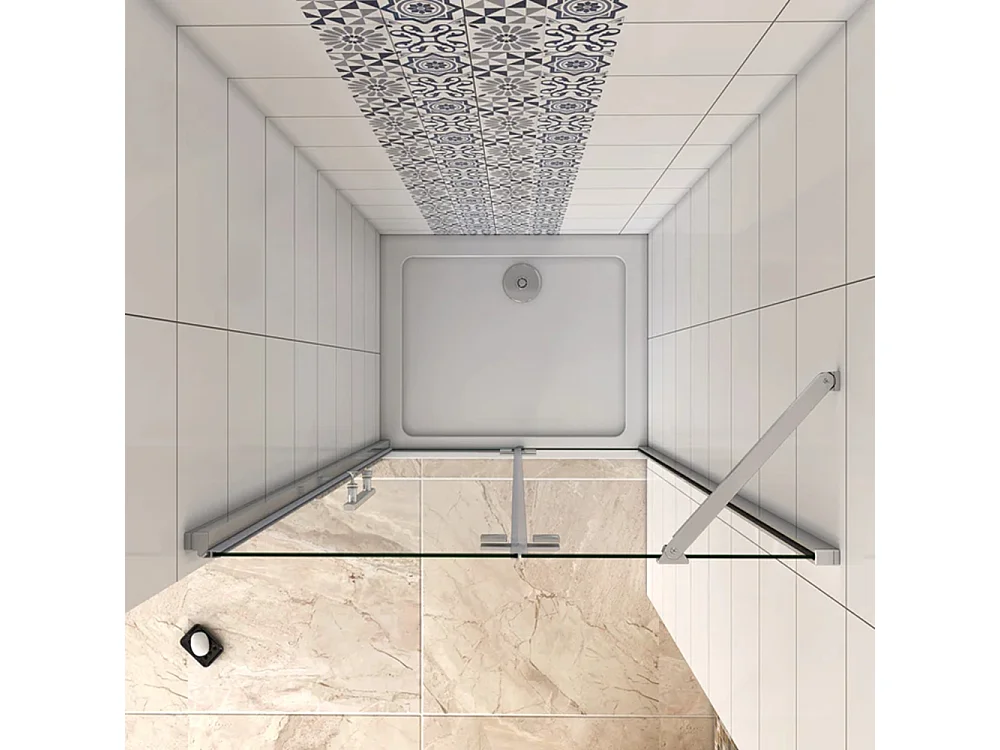 AICA Mampara de ducha frontal abatible perfil cromado vidrio antical 6mm (977-1007)x1900mm