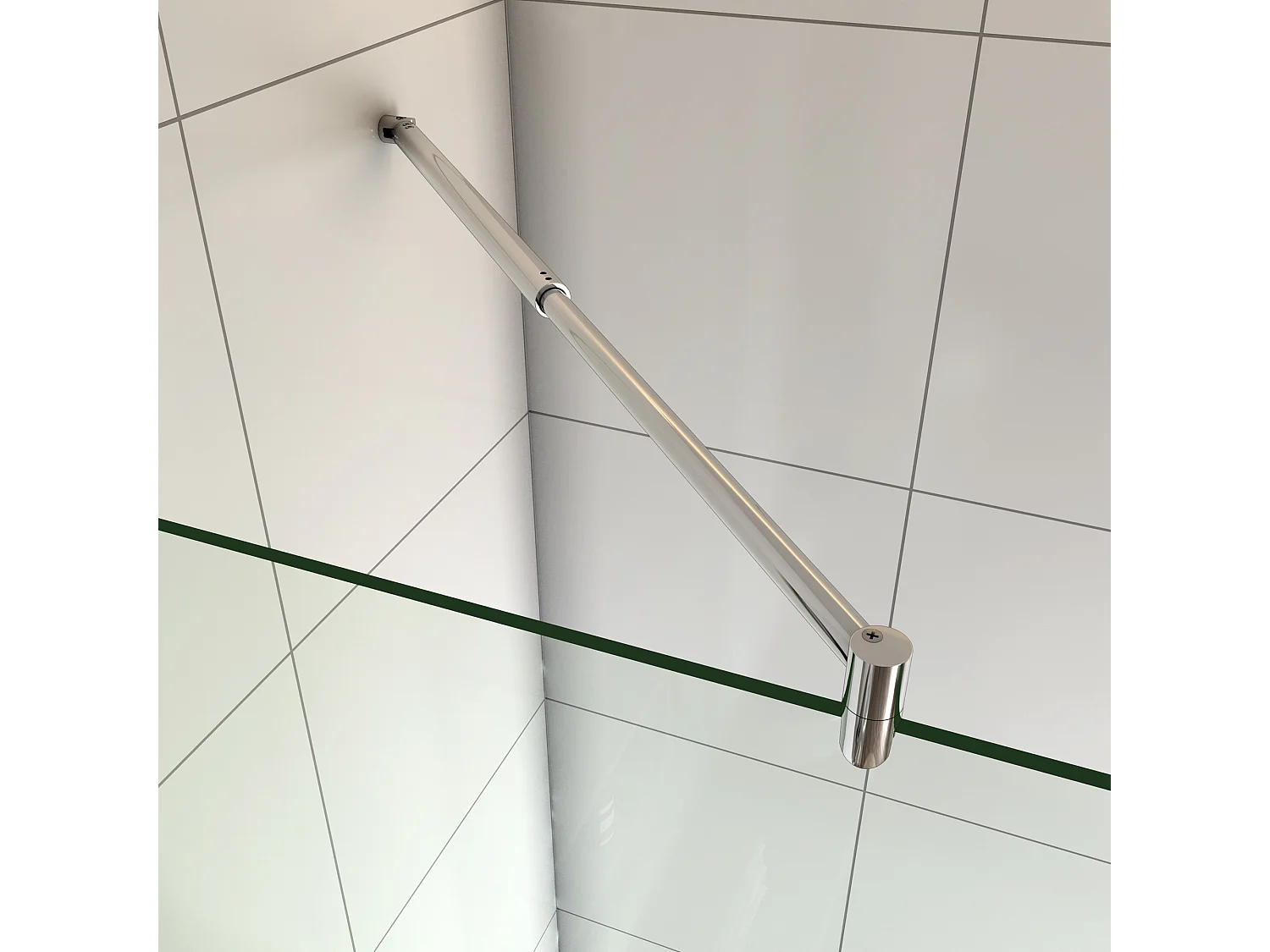 Panel de ducha vidrio antical de 8mm con barra ajustable 70-120cm,(98-100)x200cm