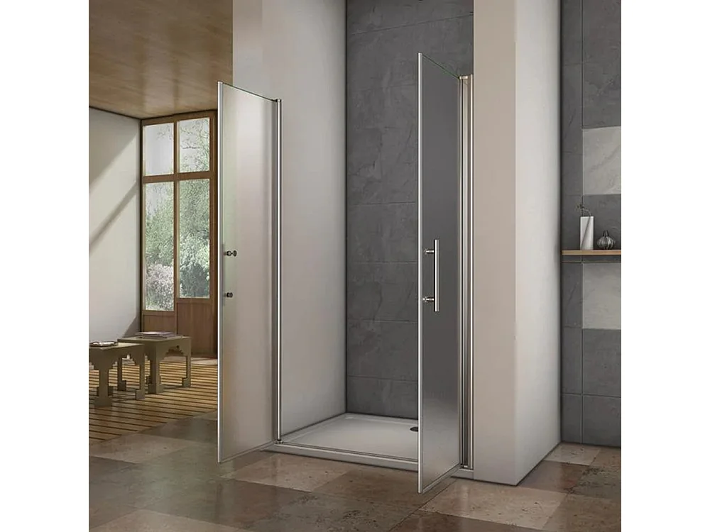 Mampara de ducha abatible,perfil cromado,vidrio esmerilado antical 6mm,(860-900)x1950mm