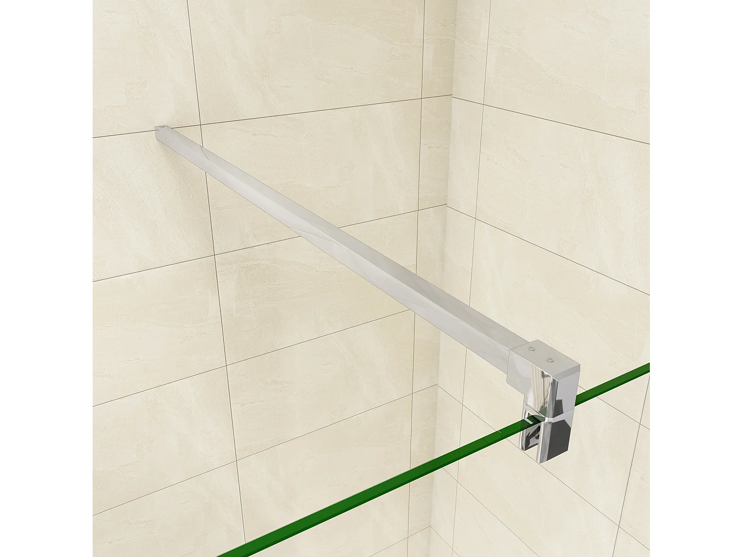 Painel de duche Movível 2 folhas um Painel fixo+um lado giratório Vidro 8mm Anti-calcário com Barra 90cm Tamanho[(133.9-135.9)+30]x200cm-AICA