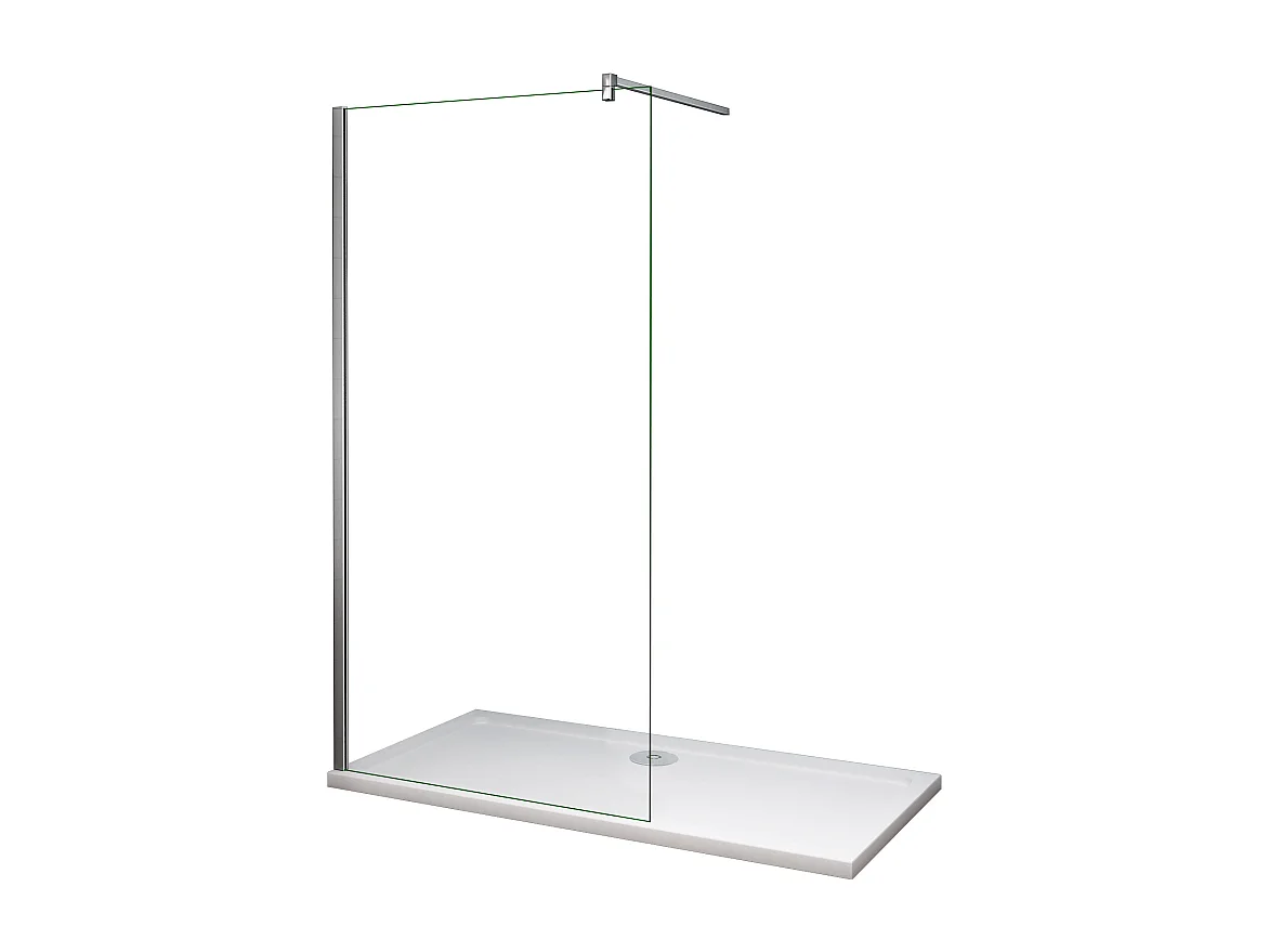 Panel de ducha vidrio 8mm antical con una barra de 90cm perfil cromado (158-160)x200cm