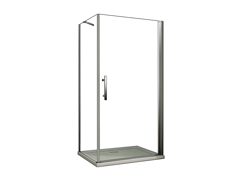 Porta de duche Bater e Painel lateral uma Barra 50cm Perfil cromado Vidro Anticalcário 6mm (780-800)x(880-900)x1950mm-AICA