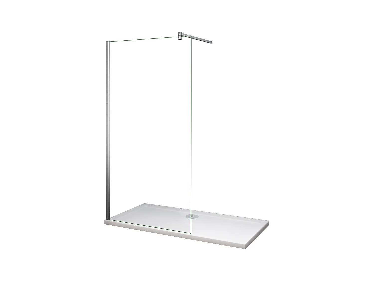 Panel de ducha vidrio 10mm antical,barra de 140cm perfil cromado (108-110)x200cm