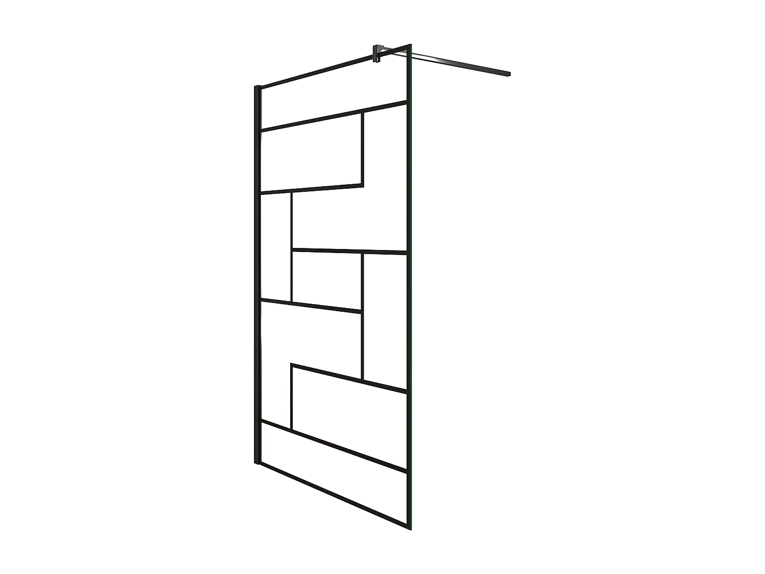 Panel de ducha serigrafiada,vidrio 8mm antical,barra 140cm,perfil negro,(68-70)x200cm