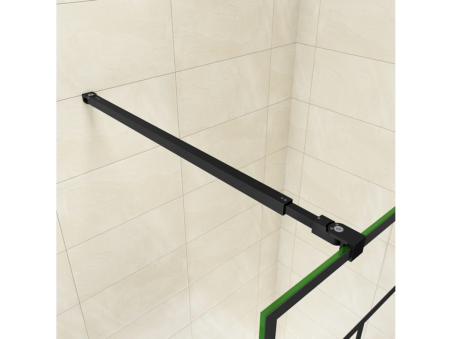 Painel de duche Fixo serigrafada com linha preta Vidro temperado Anticalcário 8mm com Barra 73-120cm Perfil Preto fosco (68-70)x200cm-AICA