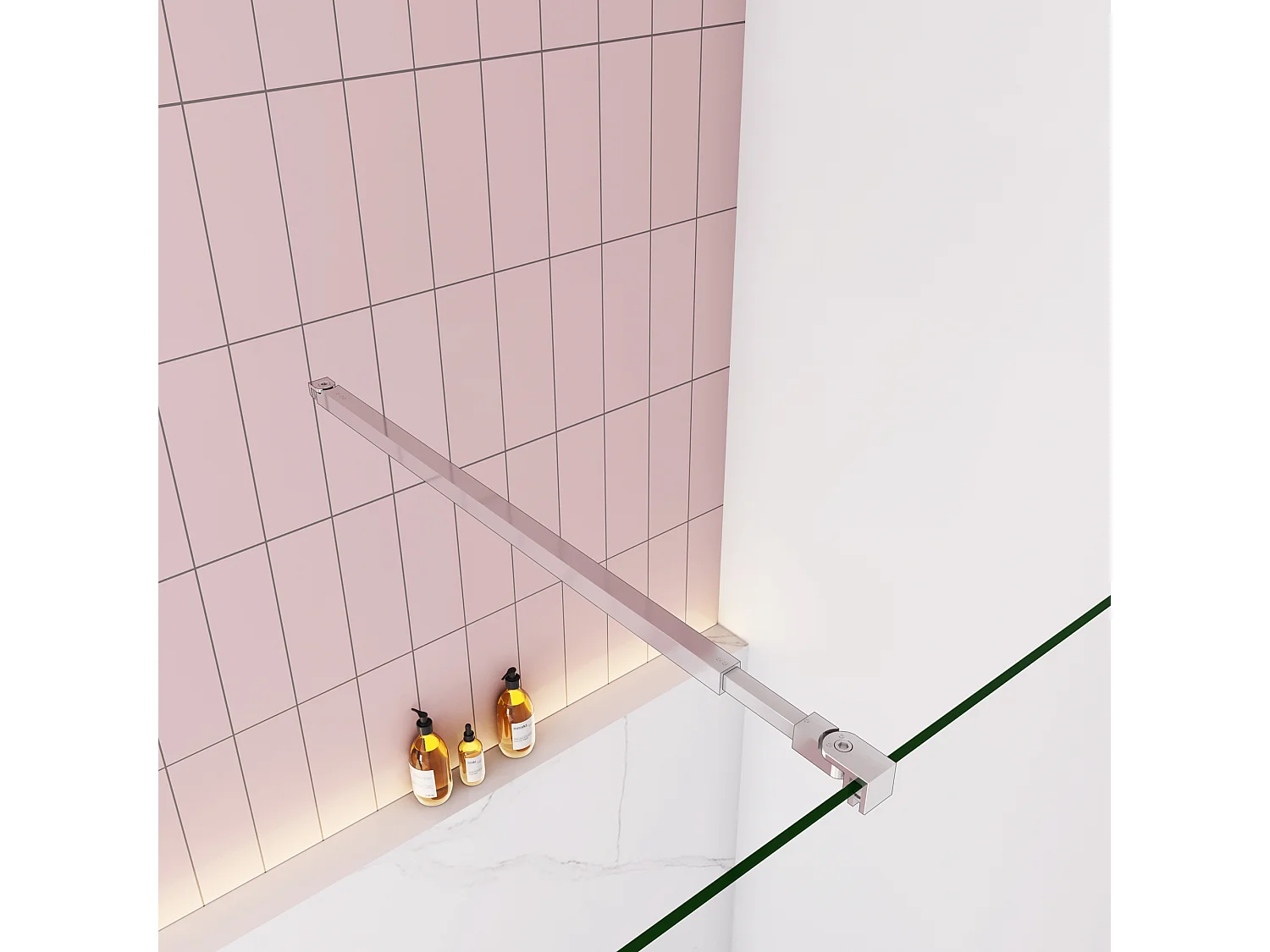 Painel de duche Fixo de folha única com Filme de Segurança à Prova de Explosão com Barra ajustável 73-120cm Tamanho(118-120)x200cm-AICA