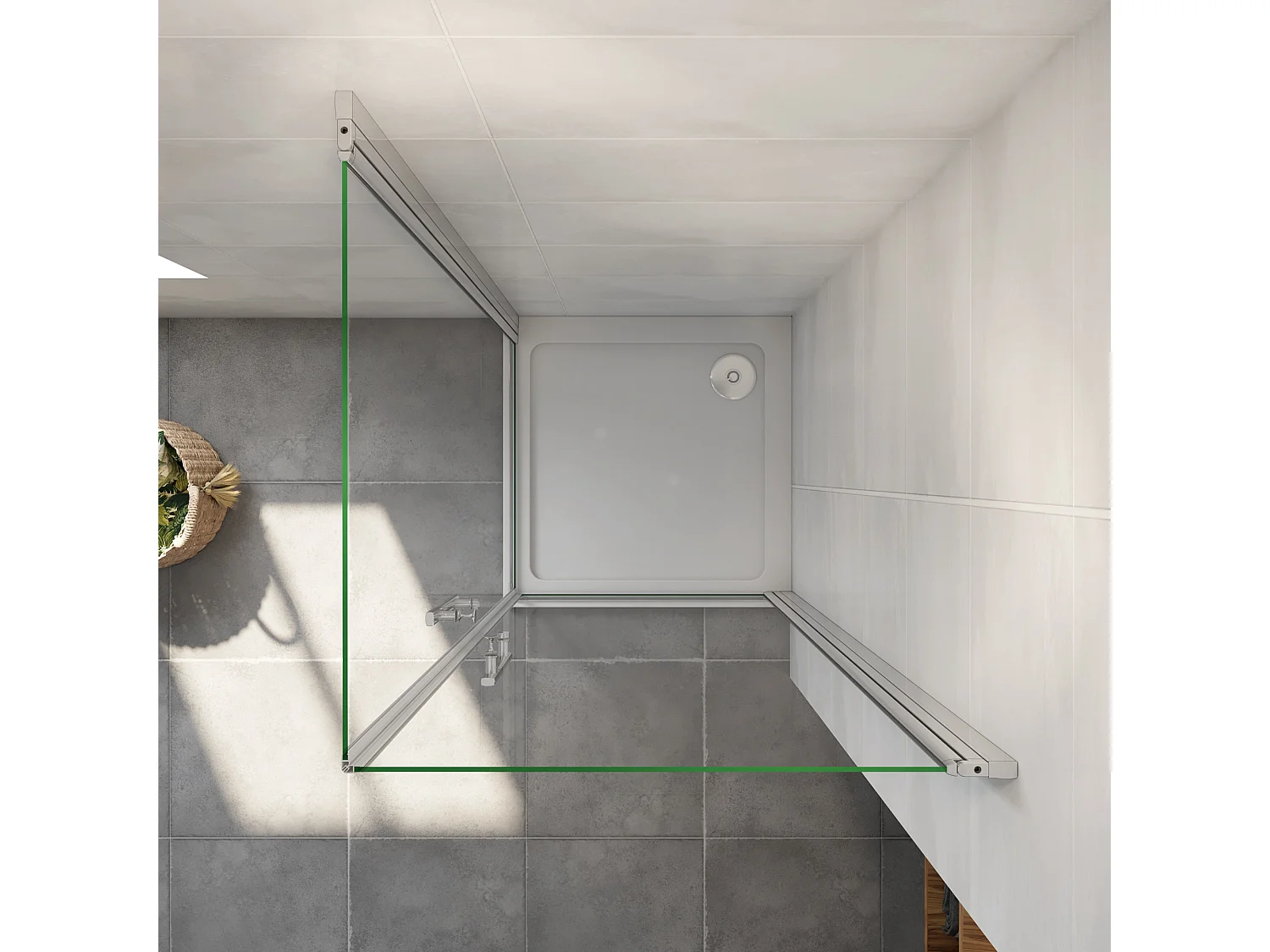 Mampara de ducha rectangular abatible giratoria vidrio antical 6mm 950x760x1950mm