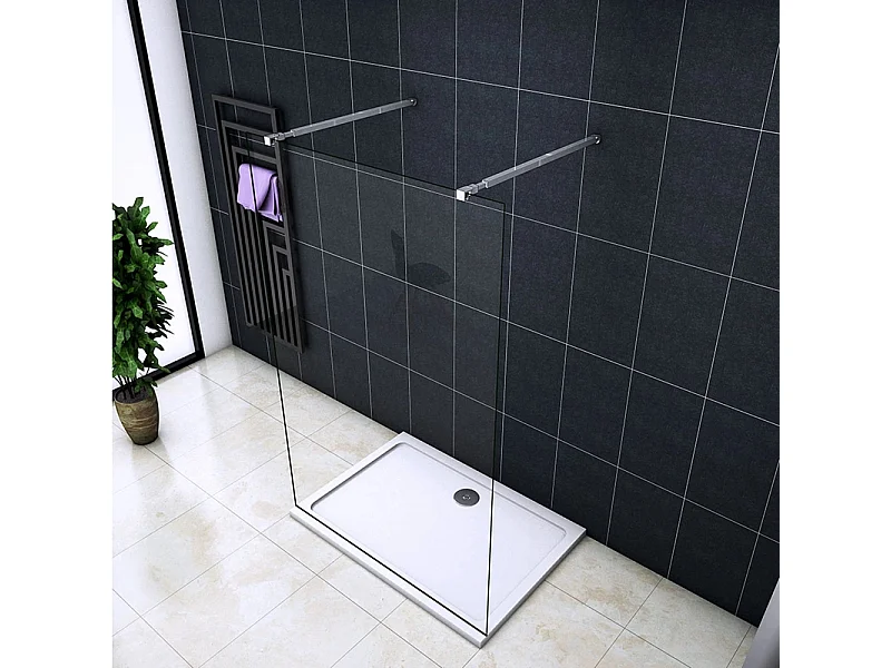 Panel de ducha 1 hoja vidrio antical 8mm 47x200cm con dos barras ajustables 73-120cm